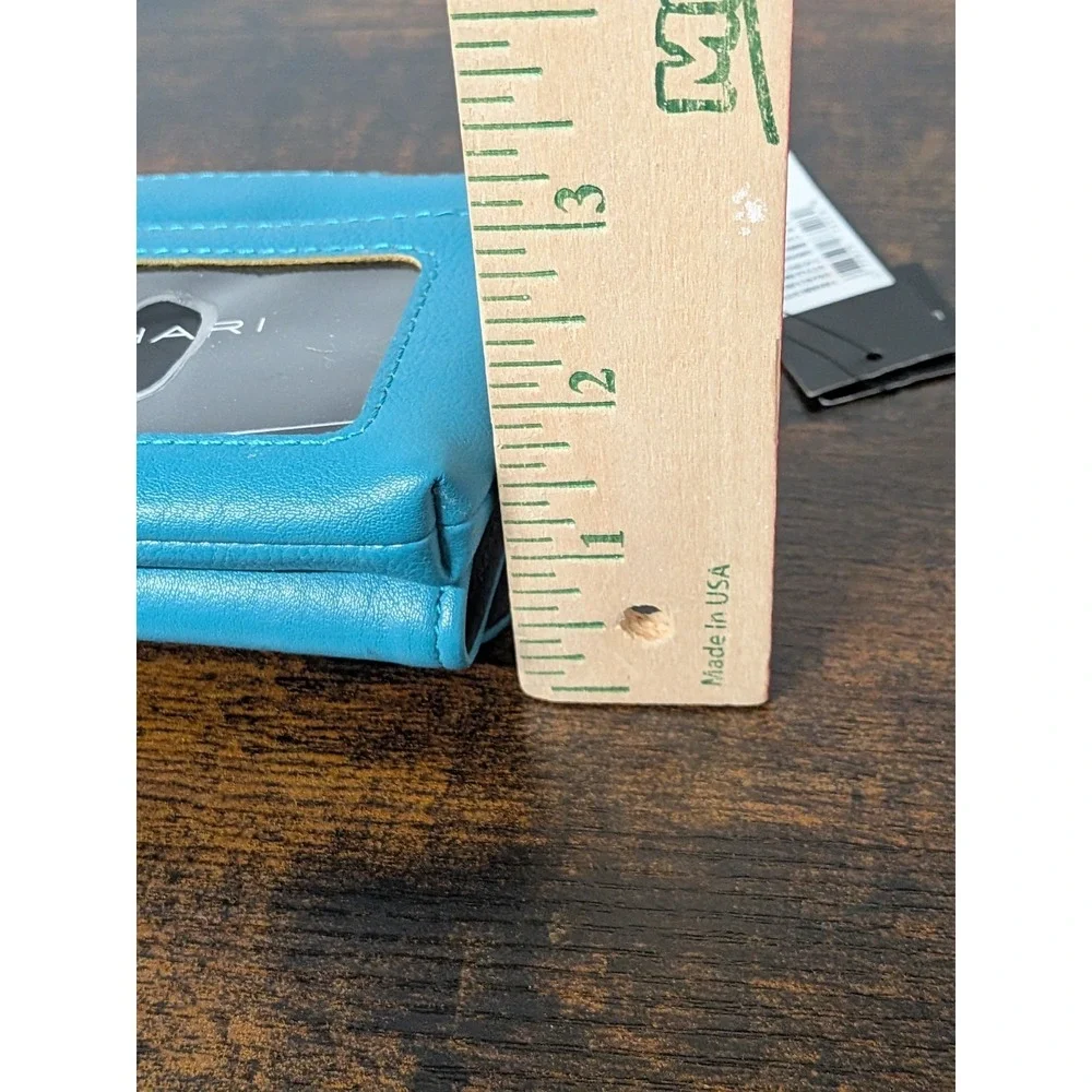 Tahari Women's Vegan Leather Folding + Snap Wallet‎ New NWT Teal